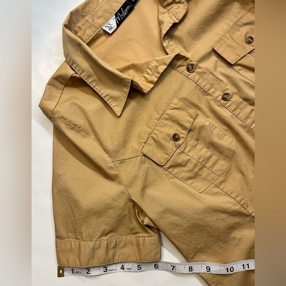 New York & Company Madison Shirt Tan Button-Up Short-Sleeve Women’s Size Medium - Picture 10 of 16